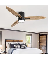 Sofucor 56" Ceiling Fan with Lights & Remote, Flush Mount, Low Profile, Reversible, Dimmable