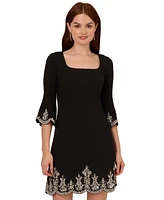 Adrianna Papell Women's Beaded Square-Neck A-Line Dress