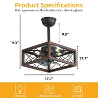 1 8" Caged Ceiling Fan With Lights Remote Control 0001