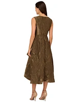 Adrianna Papell Women's Notch-Neck High-Low-Hem Metallic Gold Dress