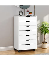 Sugift 7-Drawer Chest Storage Dresser Floor Cabinet Organizer with Wheels