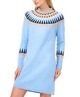 CeCe Women's Fair Isle Long-Sleeve Sweater Dress