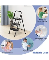 Givimo Portable Folding 3 Step Ladder with Wide Anti-Slip Pedal and Convenient Handle