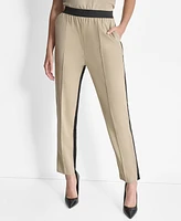 Dkny Women's Two-Tone Straight-Leg Ankle Pants