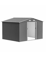 Streamdale Furniture Spacious All-Weather 10x8 Galvanized Steel Storage Shed with Sliding Doors