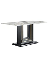 Streamdale Furniture 63" Marble Dining Table with U-Shape Base