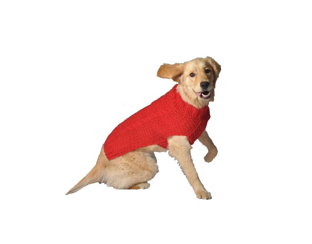 Chilly Dog Xs Cable Knit Red