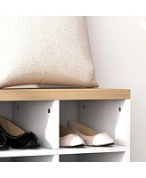 Streamdale Furniture Modern White Coat Rack & Shoe Bench Set