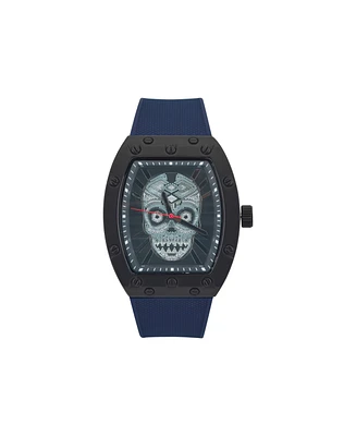 Ed Hardy Men's Matte Navy Silicone Strap Analog Watch 53mm