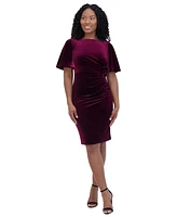 Jessica Howard Women's Asymmetric-Neck Velvet Sheath Dress