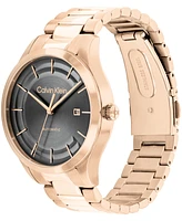 Calvin Klein Men's Iconic Automatic Rose Gold-Tone Stainless Steel Bracelet Watch 40mm