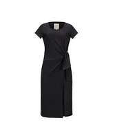 Hope & Henry Women's Organic Short Sleeve Knit Tie Midi Dress
