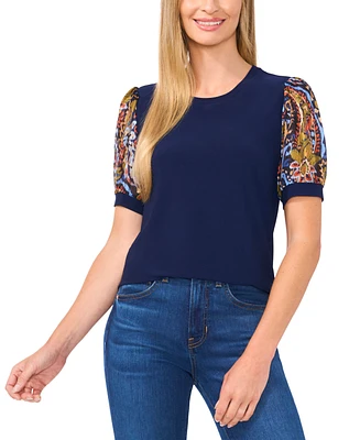 CeCe Women's Floral Puff-Sleeve Blouse