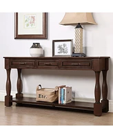 Streamdale Furniture 63" Wood Console Table with Drawers & Shelf, Easy Assembly