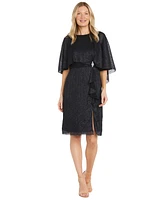 R & M Richards Women's Round-Neck Overlay Embellished Dress