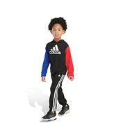 adidas Little & Toddler Boys Two-Piece Color Block Fleece Hooded Pullover Set