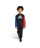 adidas Little & Toddler Boys Two-Piece Color Block Fleece Hooded Pullover Set