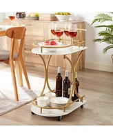 Streamdale Furniture Mobile Industrial Bar Cart with Wine Rack and Glass Holder