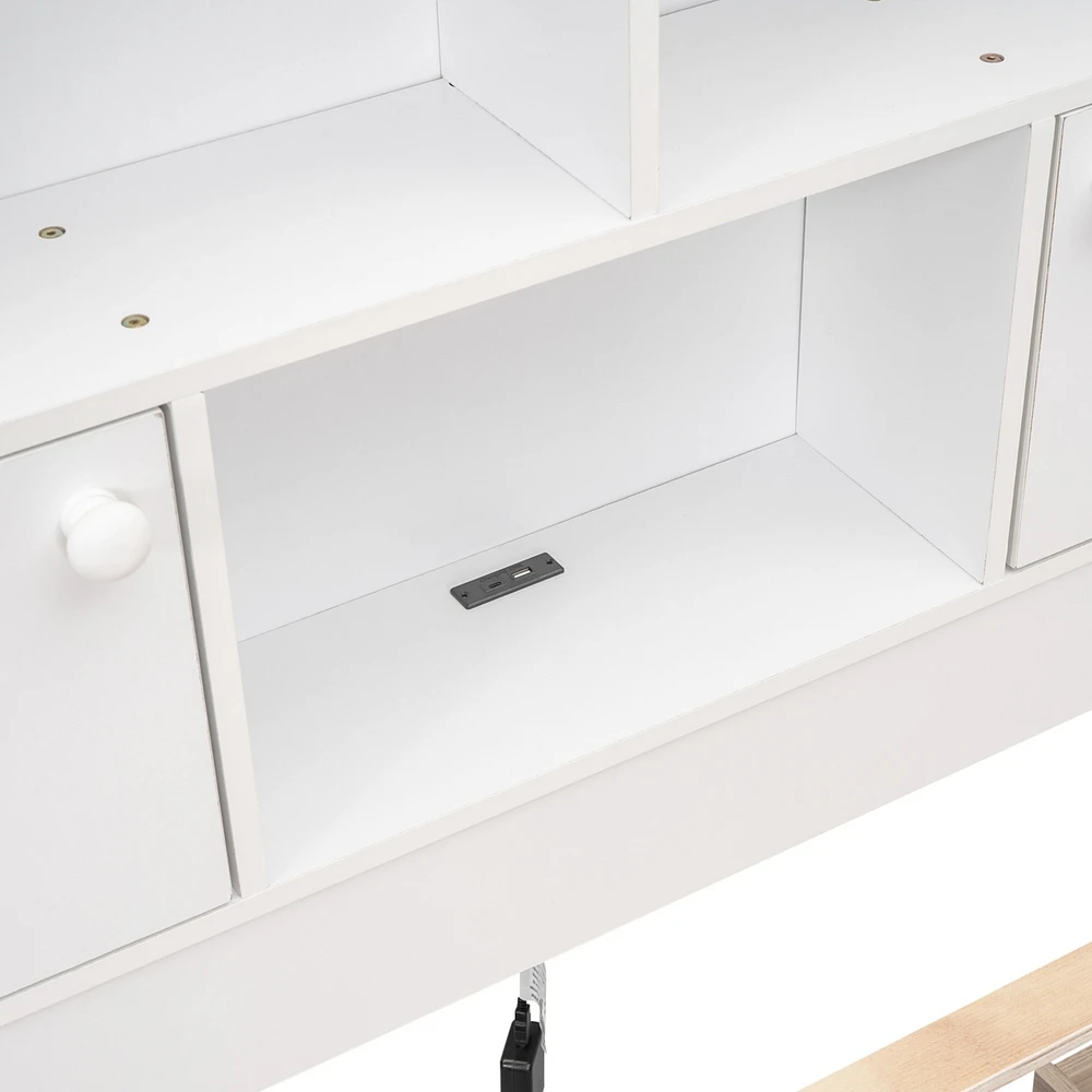 Streamdale Furniture Full Size Platform Bed With Storage Headboard, Charging Station And 4 Drawers