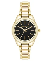 Anne Klein Women's Quartz Minimalist Contemporary Gold-Tone Alloy Metal Watch, 32mm - Black/Gold