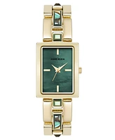 Anne Klein Women's Quartz Abalone Gemstone Accented Gold-Tone Alloy Metal Bracelet Watch, 21mm - Green/Blue/Gold