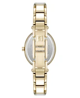 Anne Klein Women's Quartz Oval Diamond Accented Gold-Tone Alloy Metal Bangle Watch, 26mm