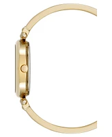 Anne Klein Women's Quartz Oval Diamond Accented Gold-Tone Alloy Metal Bangle Watch, 26mm