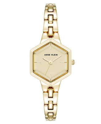 Anne Klein Women's Quartz Petite Hexagonal Gold-Tone Alloy Metal Bracelet Watch