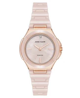 Anne Klein Women's Quartz Pink Ceramic Bracelet Watch, 30mm