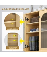 Simplie Fun Shoe Storage Cabinet With Adjustable Plates Glass Doors