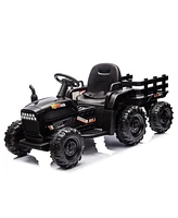 Streamdale Furniture 24V Electric Ride-On Tractor with Trailer, Remote Control, Music, Lights