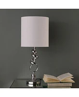 Streamdale Furniture 21.5-Inch Milo Abstract Brushed Silver Metal Table Lamp