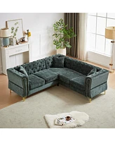 Streamdale Furniture Chesterfield L-Shaped Sectional Sofa with Nailhead Trim