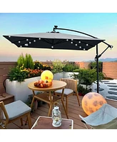 Streamdale Furniture Solar Powered Led Patio Umbrella with Crank & Base