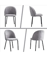 Modern Grey Chair (Set of 2) with Iron Legs