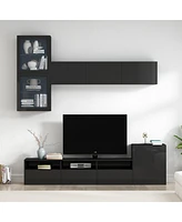 Streamdale Furniture High Gloss Tv Stand with Wall Mounted Cabinets