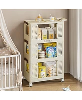 Simplie Fun 3-Tier Rolling Storage Cart with Drawer and Lockable Wheels