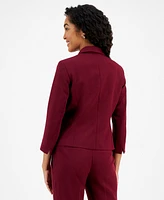 Kasper Petite Stretch Crepe Shawl-Collar Open-Front Blazer