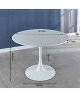 Simplie Fun Tulip Table Mid-century Dining Table for 4-6 People With Round Mdf Table Top, Pedestal Dining