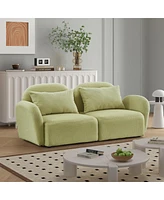 Streamdale Furniture Lazy Sofa Loveseat Teddy Fabric Light Green