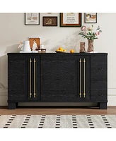 Streamdale Furniture Traditional Style Wood Sideboard with Gold Handles