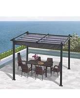 Streamdale Furniture 10x10 Ft Outdoor Patio Retractable Pergola With Canopy For Gardens, Terrace