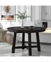 Streamdale Furniture Farmhouse Round Extendable Dining Table With 16 Leaf Wood Kitchen Table