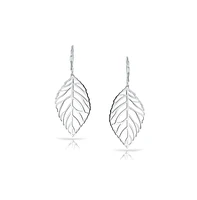 Bling Jewelry Tribal Nature Style Lightweight Open Leaf Feather Drop Dangle Lever back Earrings For Women Sterling Silver