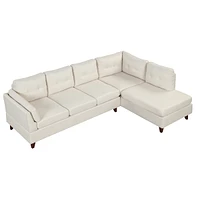 Streamdale Furniture 97.2" Modern Linen Fabric Sofa, L-Shaped Couch With Chaise Lounge, Sectional Sofa With One