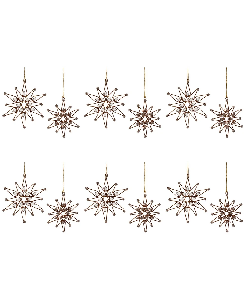 Slickblue Snowflake Ornament (Set of 12) 6"H, 7"H Iron/Beads