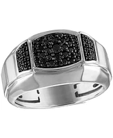 Bulova Marc Anthony Men's Black Diamond Triple Cluster Ring (1/2 ct. t.w.) Sterling Silver-Plate, BVR1025-wsaa