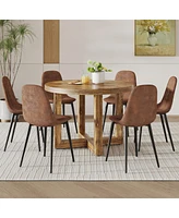 Simplie Fun Modern Circular Dining Table Set with 6 Chairs