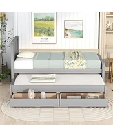 Streamdale Furniture Twin Size Platform Bed With Trundle And Drawers