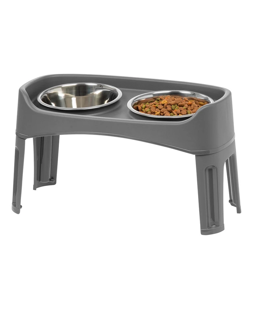 Iris Usa Elevated Dog Bowls, Adjustable Height, 2 Thick 64 oz Stainless Steel Bowls